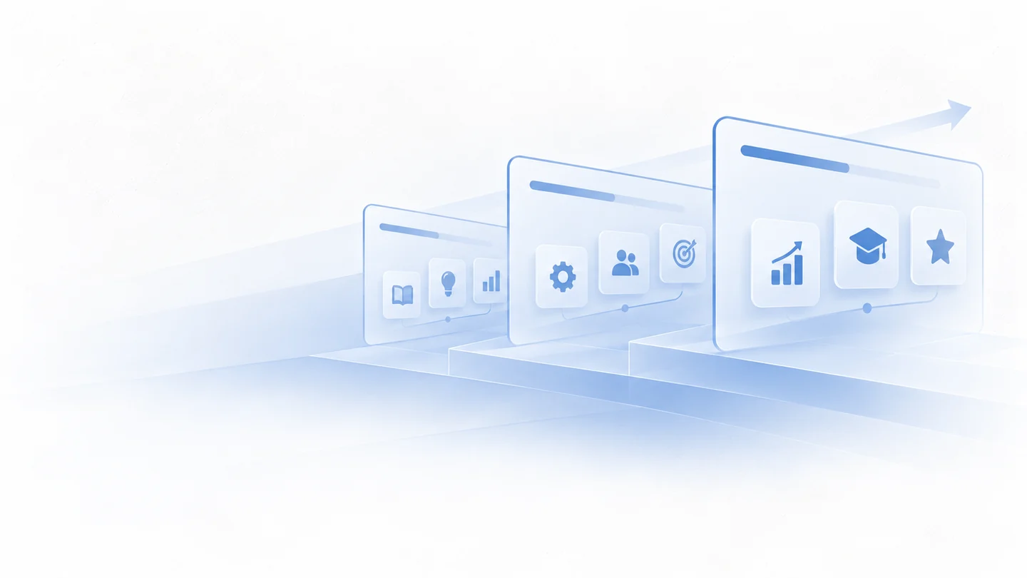 Abstract editorial illustration: Building a Workforce Ready for the Future